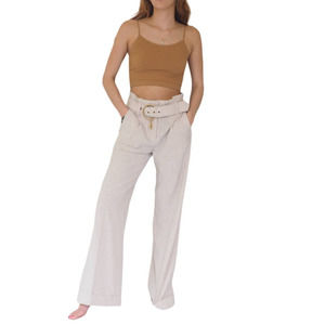 Wide Leg Slacks Flare Leg‎ Belted Trousers Womens Size 4 Waist 28